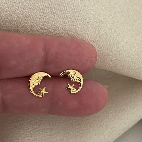 Jewelry - 18k Gold Filled Half Moon & Star Earrings